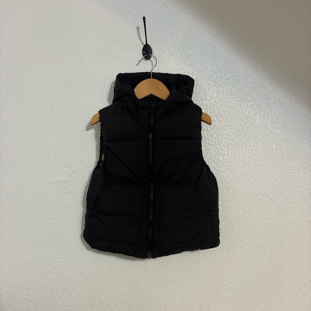 Zara Kids Black Puffer Hooded Vest Sz 2-3 Years